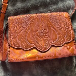 Patricia Nash Embossed Leather Crossbody Bag - Orange